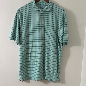 Peter Millar Short Sleeve striped  Polo Bear Dance on Left Sleeve Size L